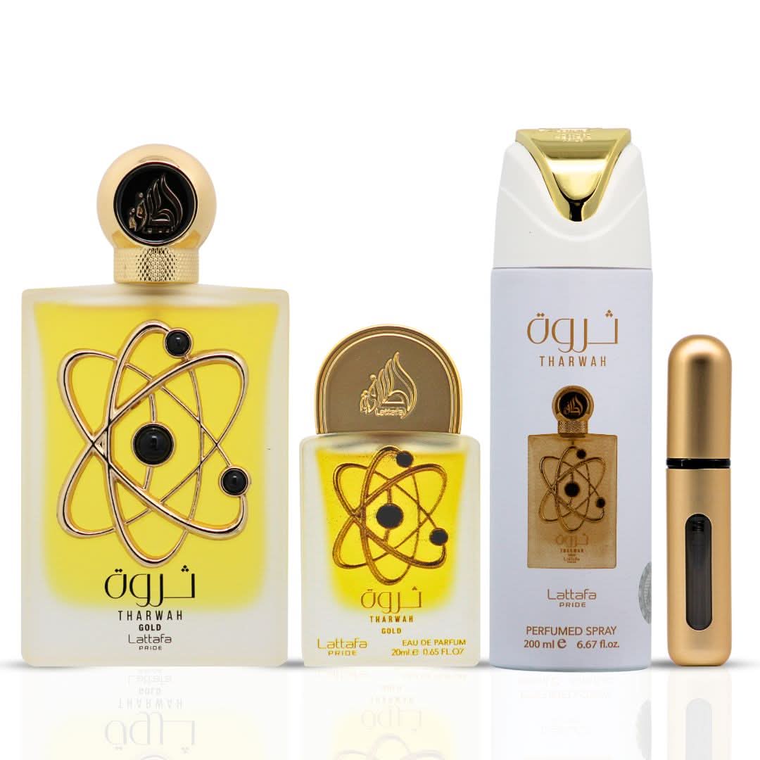Lattafa Pride Tharwah Gold Giftset EDP 100ml + 20ml + Deodorant 200ml Women Fragnance
