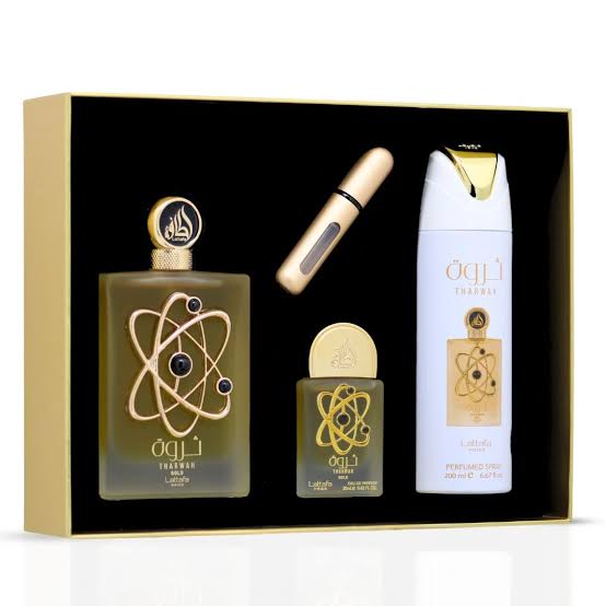 Lattafa Pride Tharwah Gold Giftset EDP 100ml + 20ml + Deodorant 200ml Women Fragnance