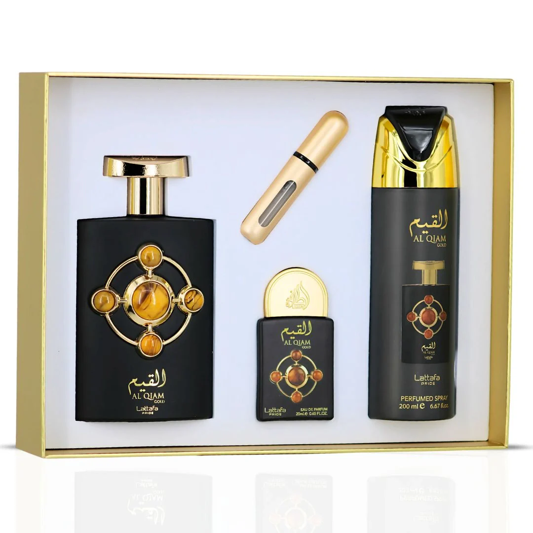 222222222 Lattafa Pride Al Qiam Gold Giftset EDP 100ml + 20ml + Deodorant 200ml Women Fragnance - Image 1
